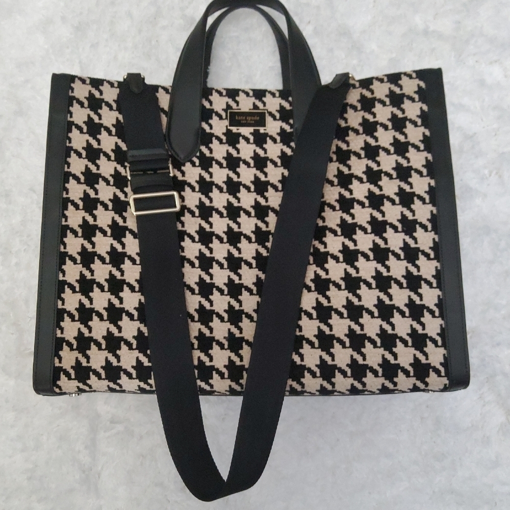 TWEED FOR FALL!  Kate Spade Houndstooth Tote - Picture 4 of 10